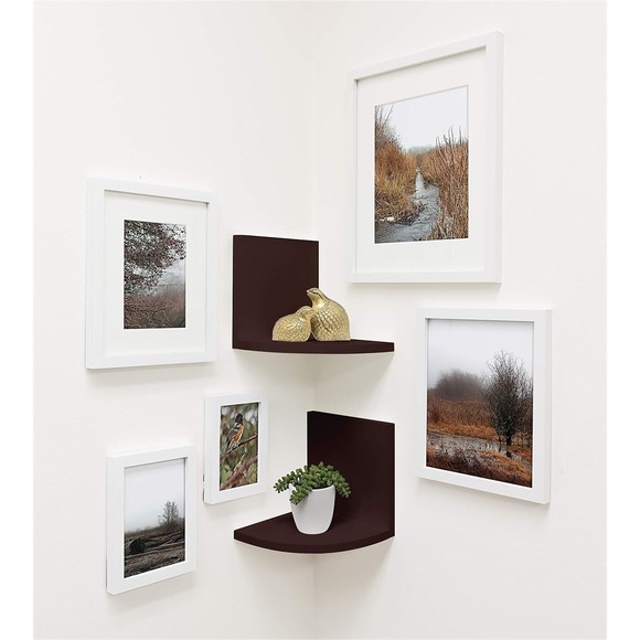 Kiera Grace Priva Corner Shelf, Set of 2, Espresso - Picture 3 of 6